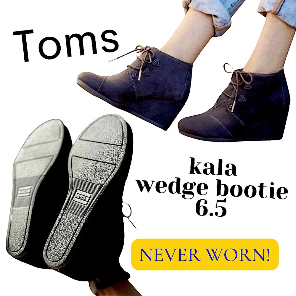 Women's 6.5 Toms desert wedge bootie black 6.5